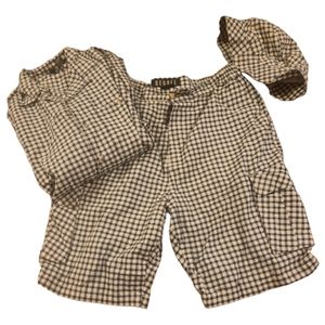 Plaid Shorts Shirt and Hat Set Sz L